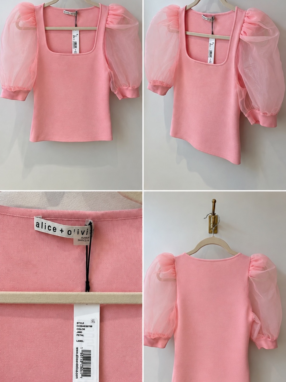 Alice + Olivia Pink Puff-Sleeve Knit Top for Kids